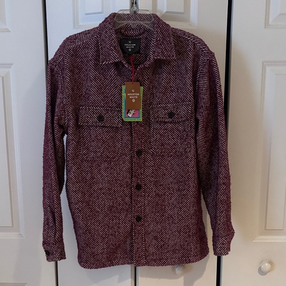 Houston White Jackets & Blazers - Women's Burgundy Herringbone Shirt Jacket